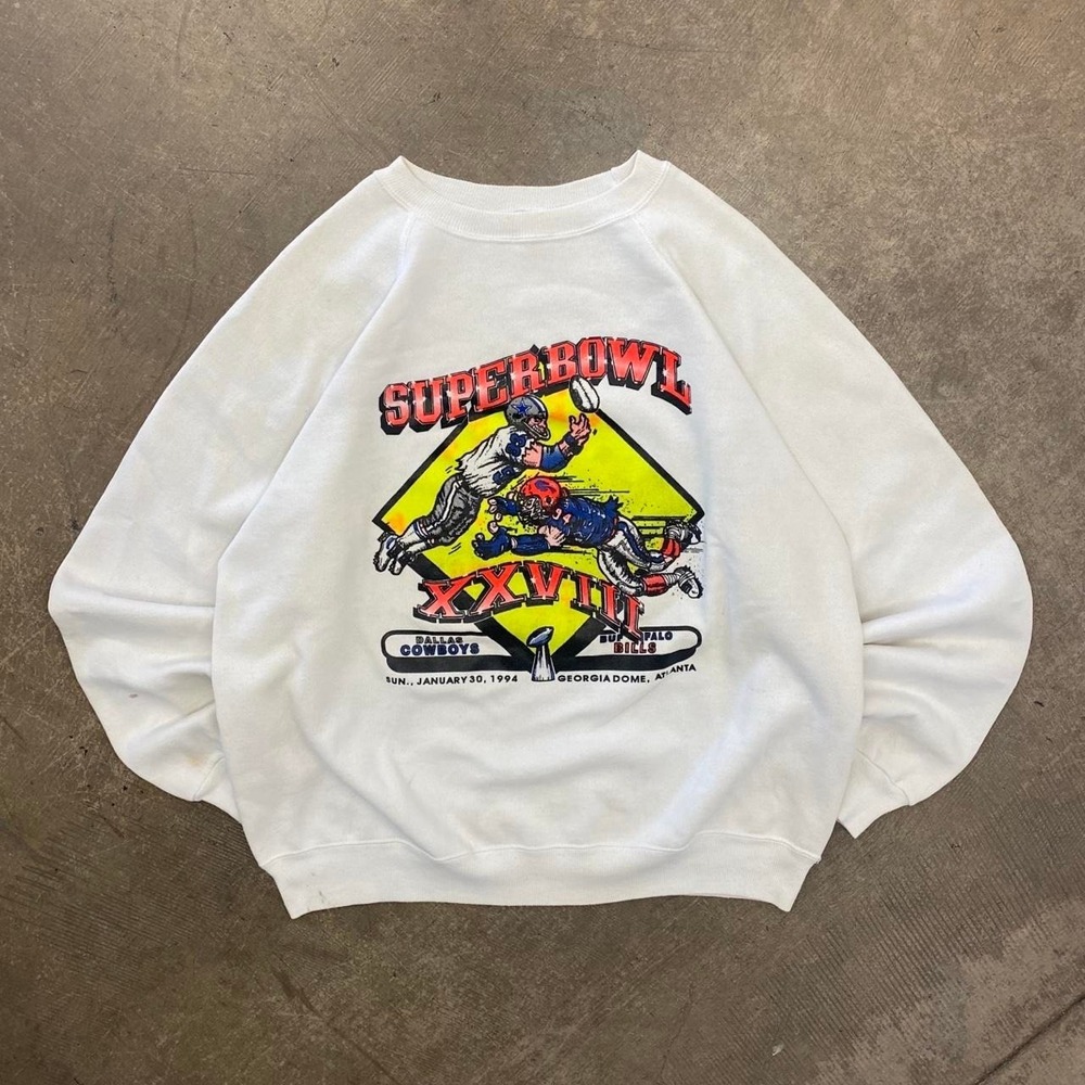Vintage Super Bowl XXVIII Dallas Cowboys VS Buffalo Bills 1994 NFL Sweatshirt XL